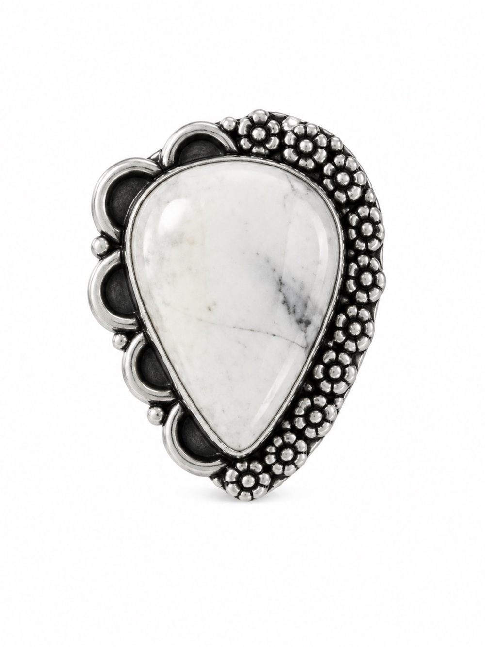 925 Stamped - Sterling Silver Handcrafted Moonstone Teardrop Statement Ring